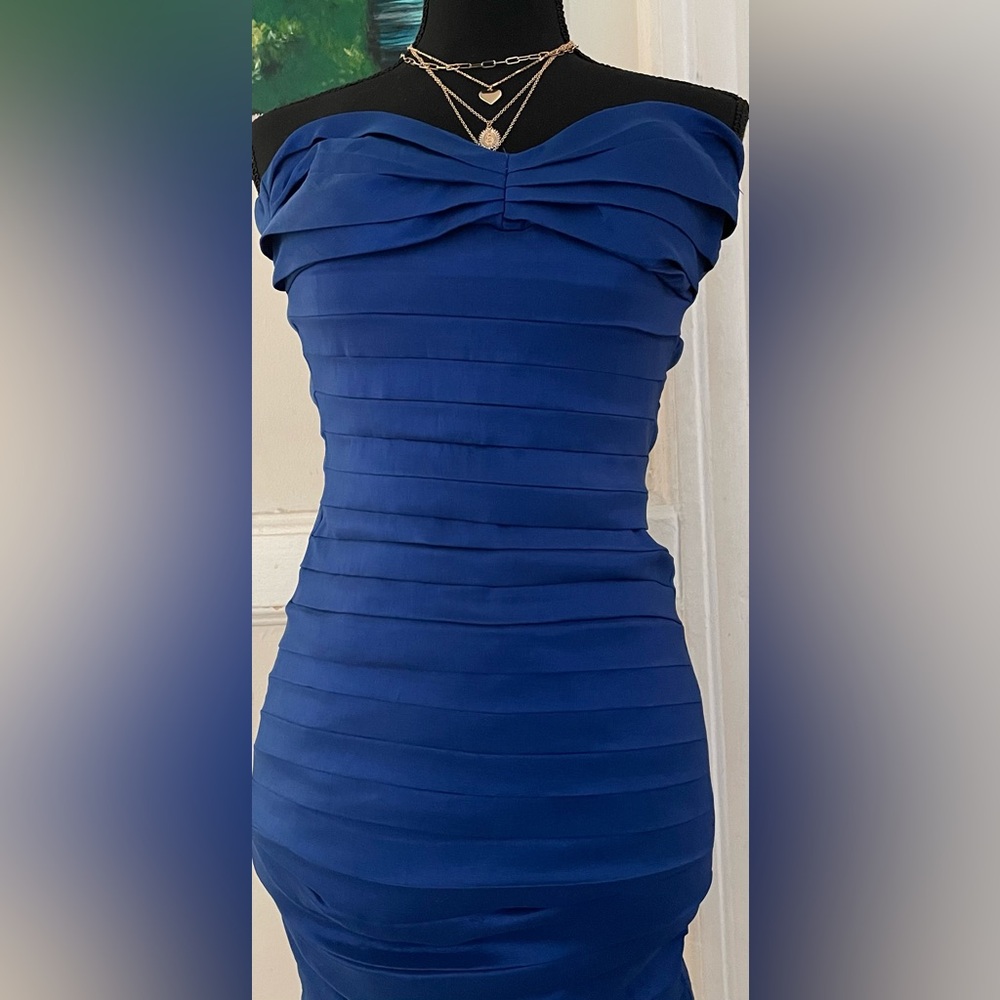 A blue mini dress.